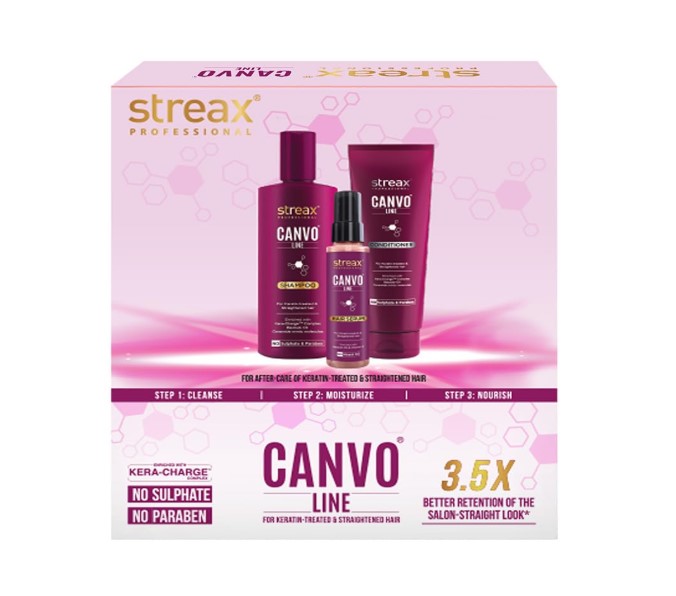 Streax Canvo Line (Shampoo+Conditioner+Hair Serum) Combo Pack 640 Ml 