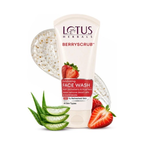 Lotus Berryscrub Strawberry & Aloe Vera Exfoliating Face Wash Scrub 120 Gr