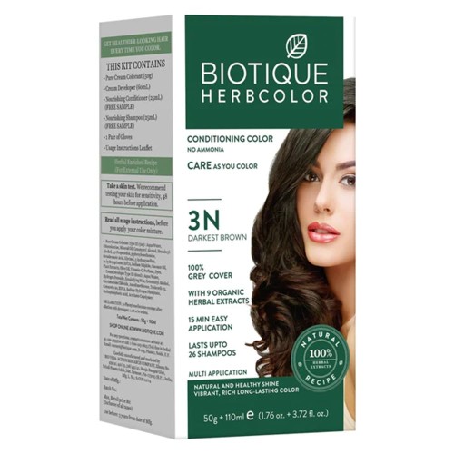 Biotique Herbcolor 3 Number Darkest Brown Hair Color